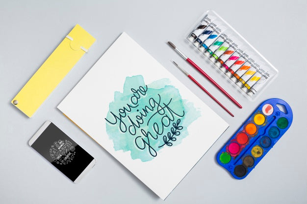 Set Of Watercolors And Tempera Psd