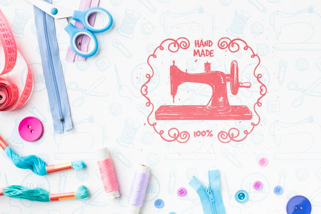 Sewing Machine Mock-Up With Zippers Psd