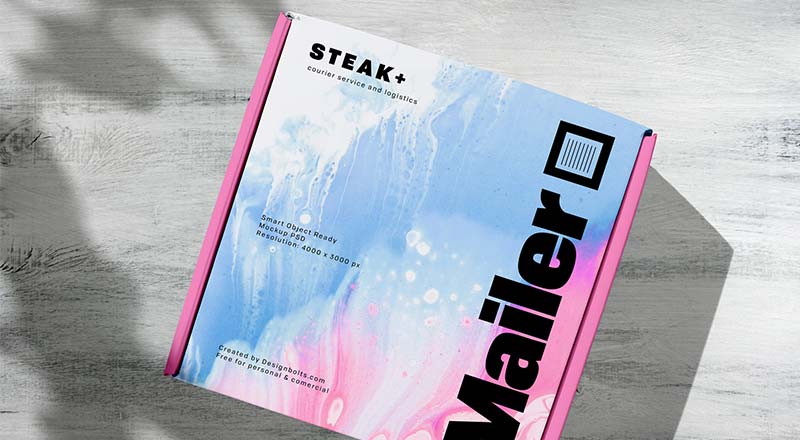 Shadow Mailer Box Mockup Psd