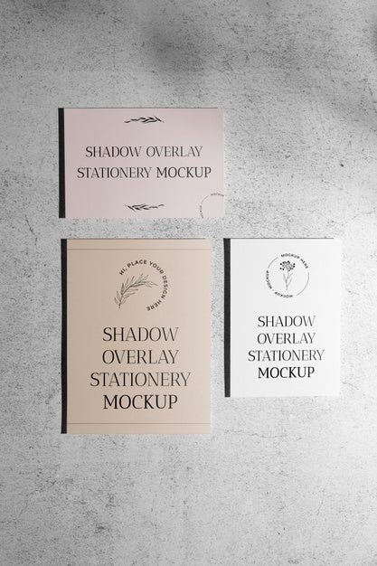Shadow Overlay Stationery Mockup Psd