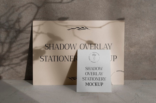 Shadow Overlay Stationery Mockup Psd