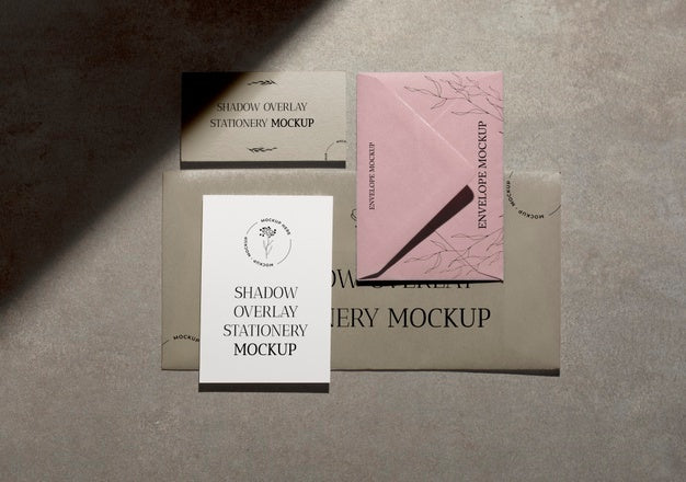 Shadow Overlay Stationery Mockup Psd