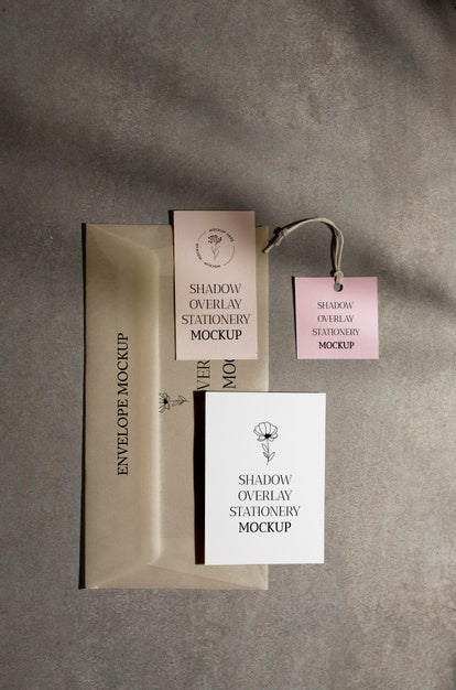Shadow Overlay Stationery Mockup Psd