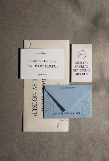 Shadow Overlay Stationery Mockup Psd