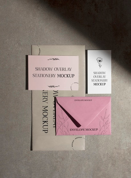 Shadow Overlay Stationery Mockup Psd