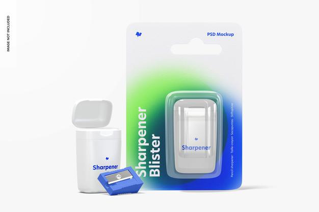 Sharpener Blister Mockup, Front View Psd