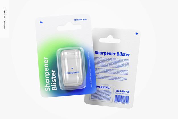 Sharpener Blisters Mockup, Floating Psd