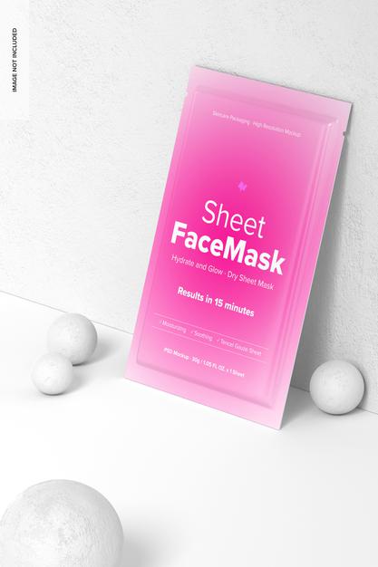 Sheet Face Mask Scene Mockup Psd