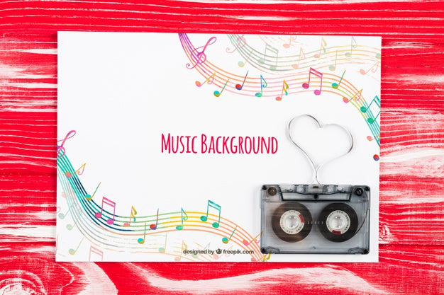 Sheet With Music Notes And Tape Beside Psd