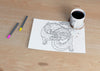 Sheet With Sketch And Cup Of Coffee Beside Psd