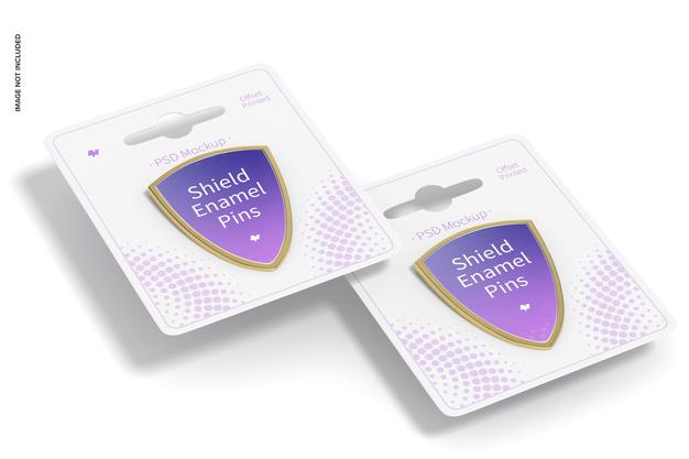 Shield Enamel Pin Mockup Psd