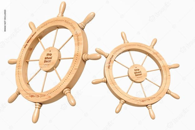 Ship Wheels Decor Mockup, Floating Psd