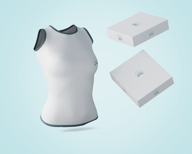 Shirt Mockup With Floating Boxes Psd