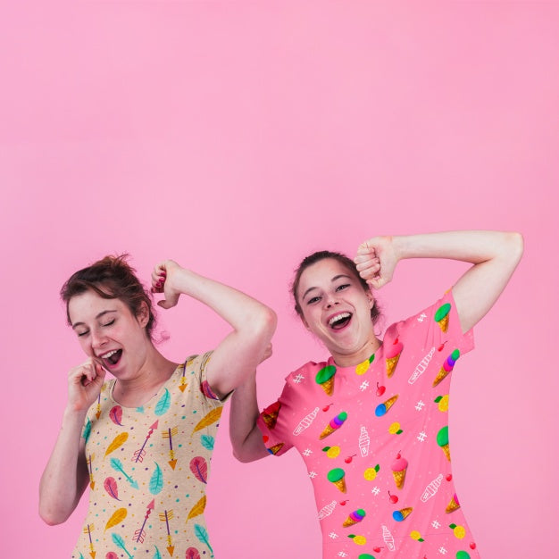 Shirt Mockup With Young Girls Psd