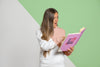 Shocked Woman Reading Book Psd
