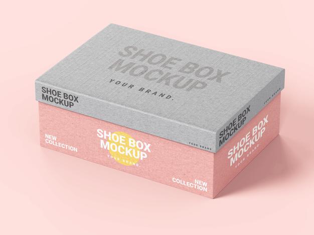 Shoe Box Mockup Template Psd