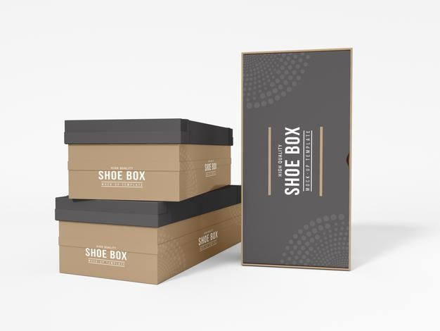 Shoe Box With Cover Branding Mockup Psd