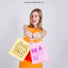 Shopping Bag Mockup With Blonde Woman Psd