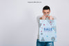 Shopping Bag Mockup With Man And Space On Left Psd