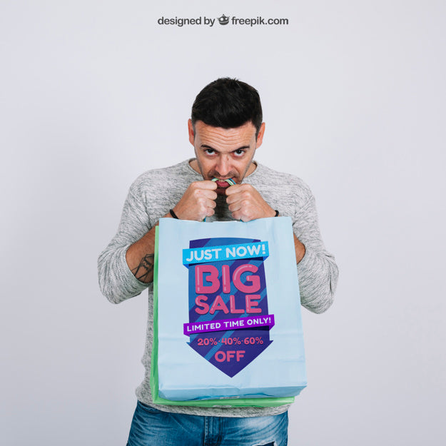 Shopping Bag Mockup With Man Psd