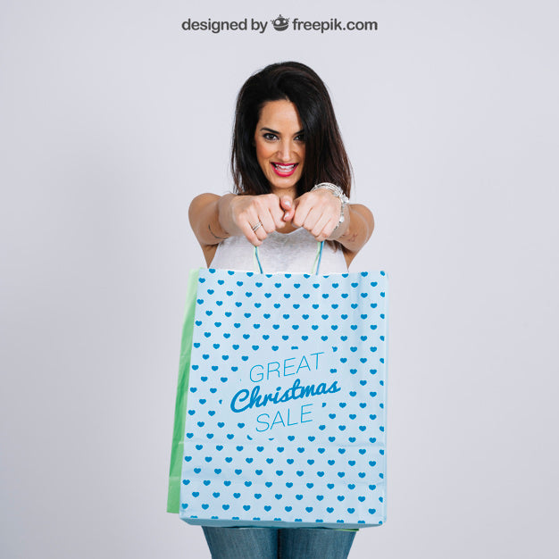 Shopping Bag Mockup With Stylish Woman Psd