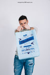 Shopping Bag Mockup With Young Man Psd