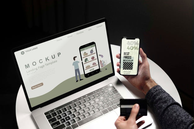 Shopping Online On Laptop And Phone Psd