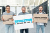 Shouting Activists With Protest Mock-Up Psd