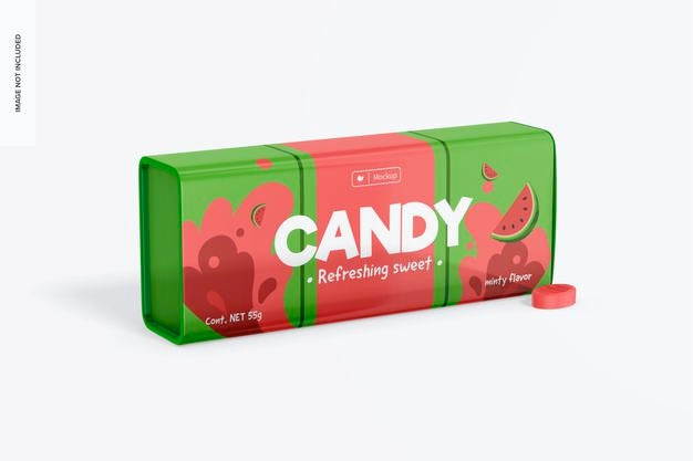 Side Slit Candy Box Mockup, Left View Psd