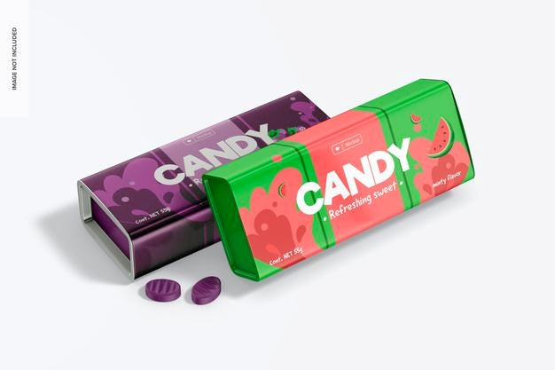 Side Slit Candy Boxes Mockup, Perspective Psd