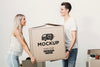Side View Couple Holding Box Psd