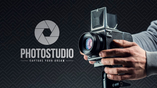 Side View Of Photographer Adjusting Camera Psd