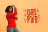 Side View Woman Expressing Girl Power Psd