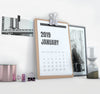 Sideways Calendar Mockup On Workspace Psd