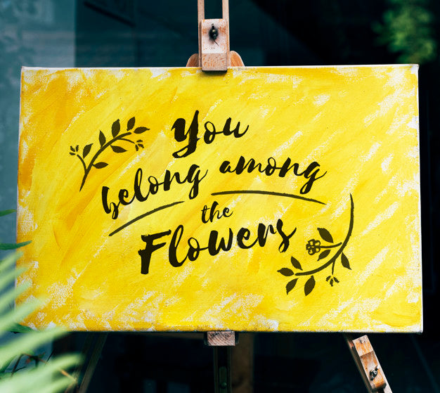 Sign Mockup Design On A Wooden Stand Psd