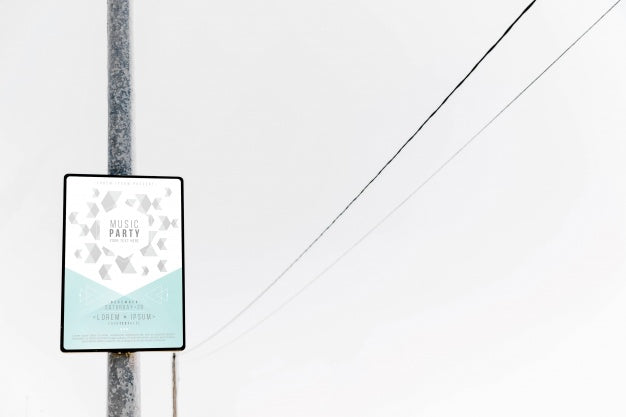 Sign Mockup On Pole Psd