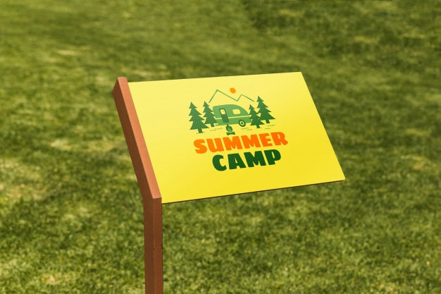 Sign Mockup With Grass Psd