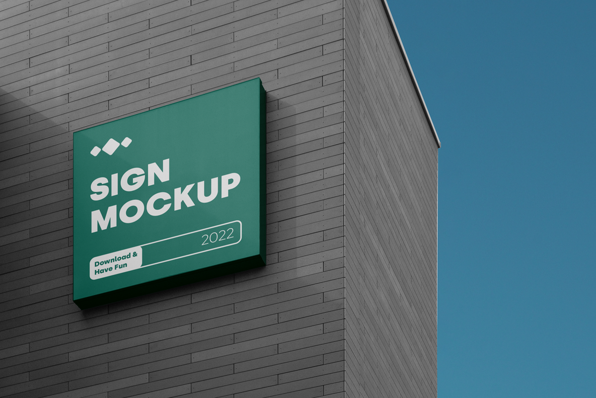Sign On The Building Mockup - Mockup Hunt