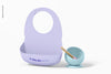 Silicone Baby Bib Mockup, Front View Psd