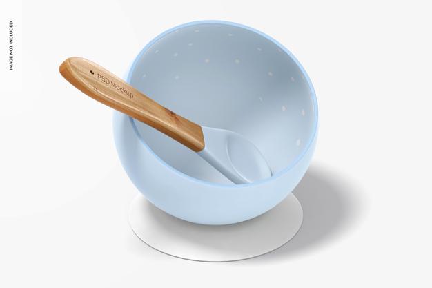 Silicone Baby Bowl Mockup, Top View Psd