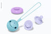 Silicone Baby Pacifiers With Case Mockup, Perspective Psd