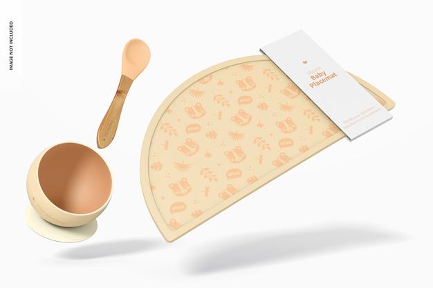 Silicone Baby Placemat Mockup, Falling Psd