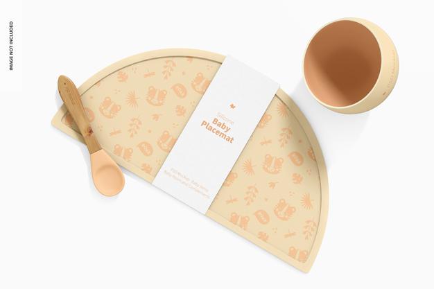 Silicone Baby Placemat Mockup, Top View Psd
