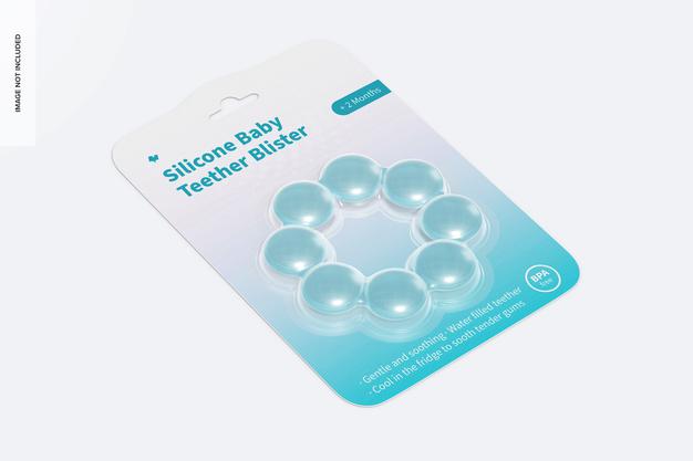 Silicone Baby Teether Blister Mockup Psd