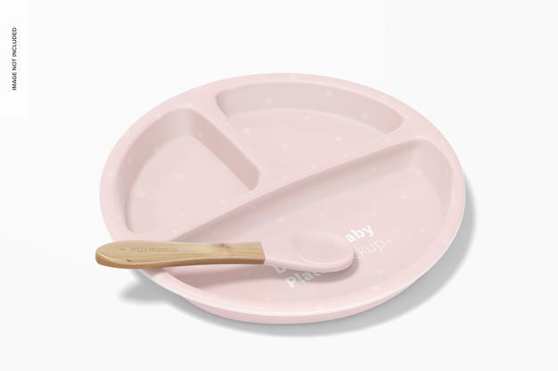 Silicone Divided Baby Plate Mockup, Top View Psd