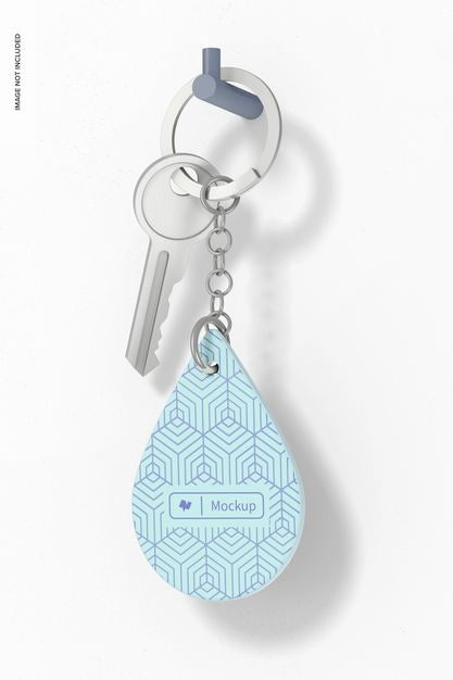 Silicone Keychain Mockup, Hanging Psd