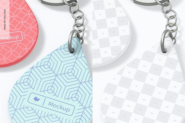 Silicone Keychains Mockup, Close Up Psd