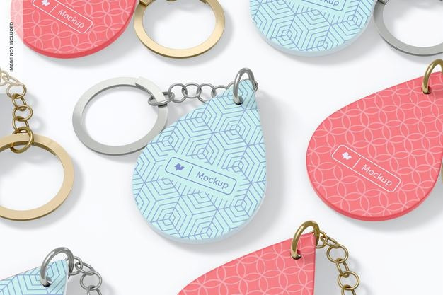 Silicone Keychains Set Mockup Psd