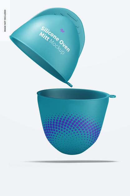 Silicone Oven Mitts Mockup, Falling Psd