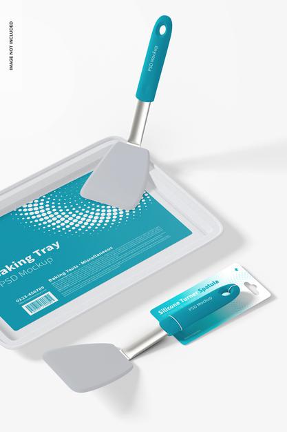 Silicone Turner Spatula Mockup, Perspective Psd